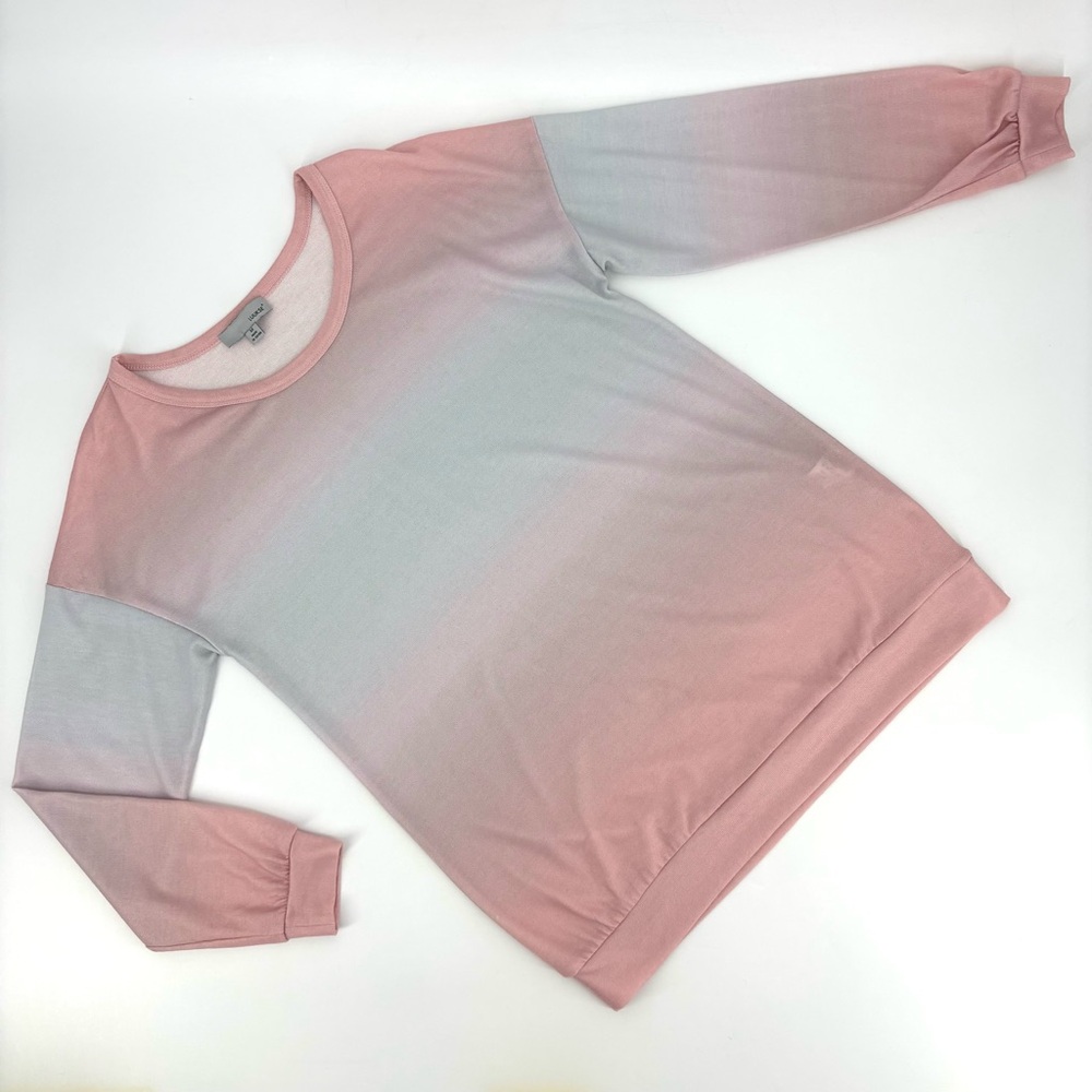 Luukse Pink and Blue Tie-Dye Long Sleeve Relaxed Fit Sweatshirt/Sweater, Medium